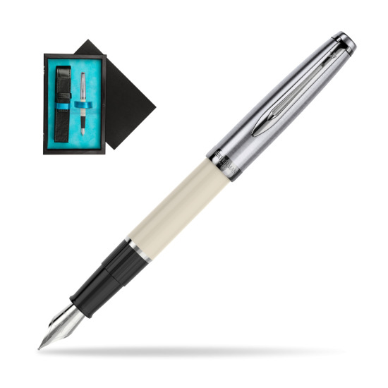Waterman Fountain Pen Embleme Ecru CT in single wooden box Black Single Turquoise