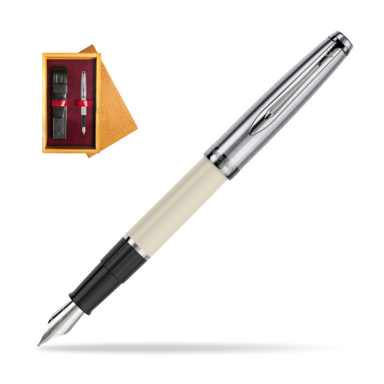Waterman Fountain Pen Embleme Ecru CT in single wooden box Honey Single Maroon
