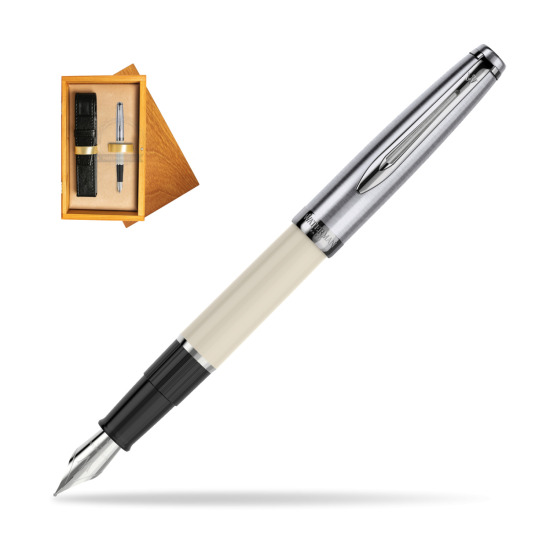 Waterman Fountain Pen Embleme Ecru CT in single wooden box Honey Single Ecru