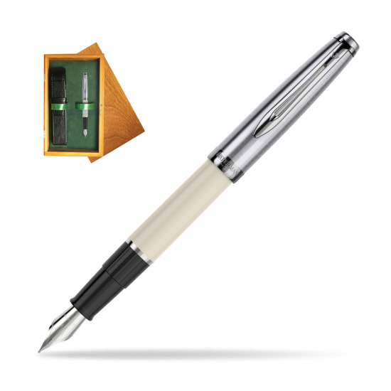 Waterman Fountain Pen Embleme Ecru CT in single wooden box Honey Single Green
