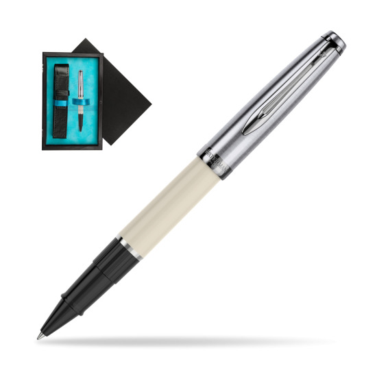 Waterman Rollerball Pen Embleme Ecru CT in single wooden box Black Single Turquoise