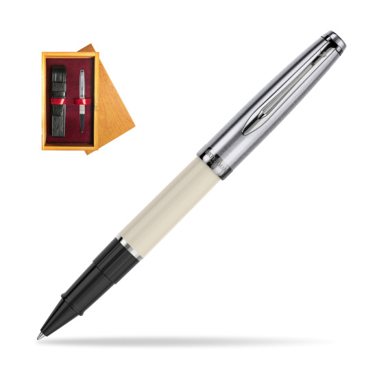 Waterman Rollerball Pen Embleme Ecru CT in single wooden box Honey Single Maroon