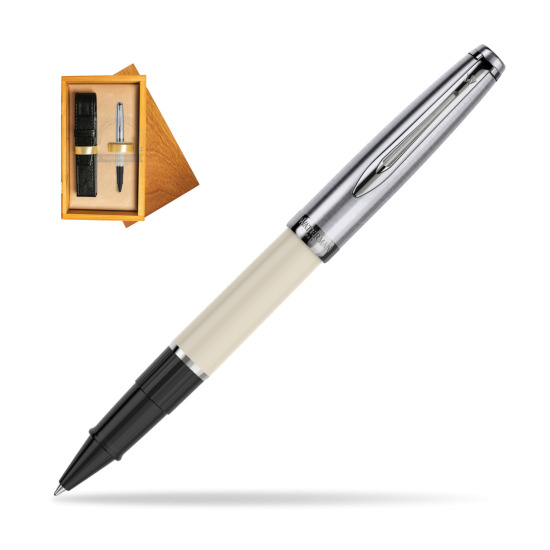 Waterman Rollerball Pen Embleme Ecru CT in single wooden box Honey Single Ecru