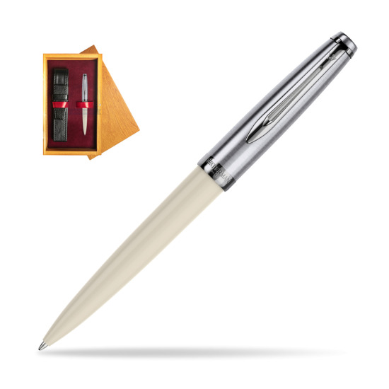 Waterman Ballpoint Pen Embleme Ecru CT in single wooden box Honey Single Maroon