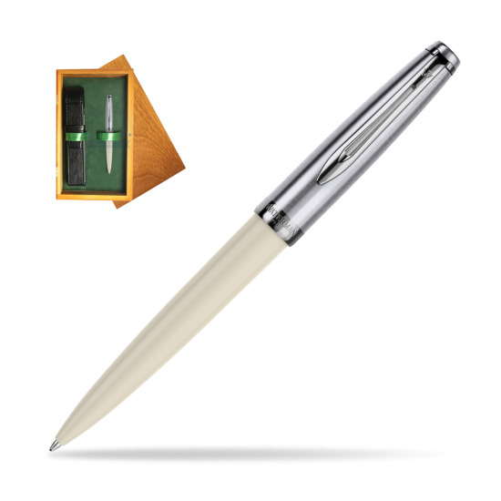 Waterman Ballpoint Pen Embleme Ecru CT in single wooden box Honey Single Green