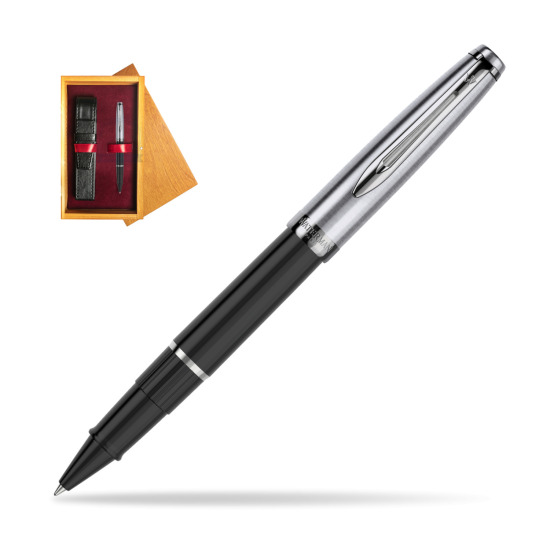 Waterman Rollerball Pen Embleme Black CT in single wooden box Honey Single Maroon