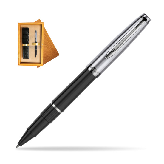 Waterman Rollerball Pen Embleme Black CT in single wooden box Honey Single Ecru
