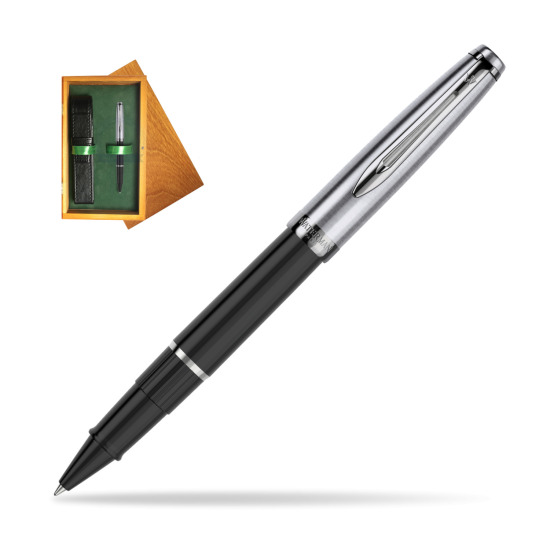 Waterman Rollerball Pen Embleme Black CT in single wooden box Honey Single Green