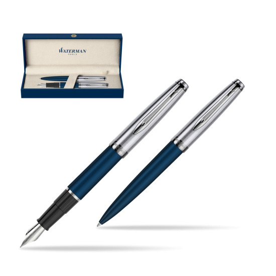Fountain + Ballpoint Pen Gift Set Waterman Embleme Navy Blue