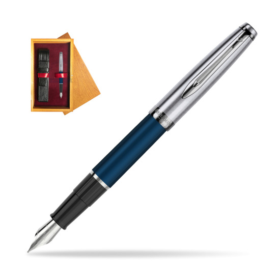 Waterman Füllfederhalter Embleme Navy Blue CT in single wooden box Honey Single Maroon