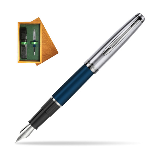 Waterman Füllfederhalter Embleme Navy Blue CT in single wooden box Honey Single Green
