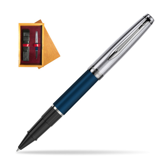 Waterman RollerPenna a Sfera Embleme Navy Blue CT in single wooden box Honey Single Maroon