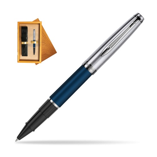 Waterman RollerPenna a Sfera Embleme Navy Blue CT in single wooden box Honey Single Ecru