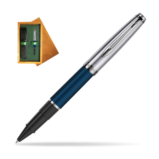 Waterman RollerPenna a Sfera Embleme Navy Blue CT in single wooden box Honey Single Green