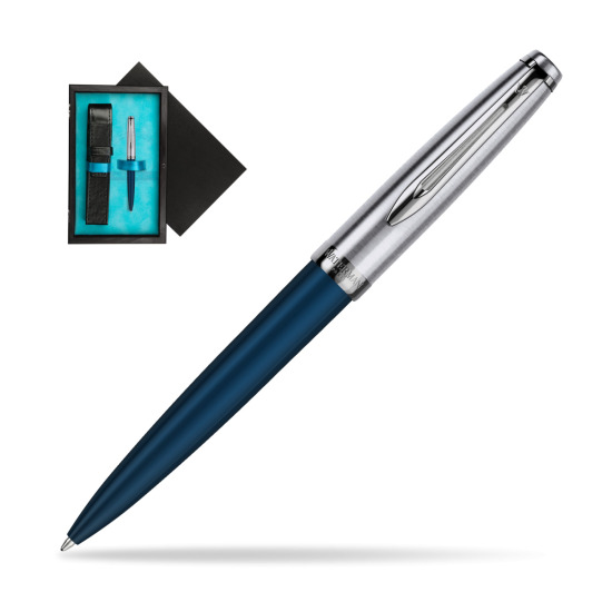 Waterman Ballpoint Pen Embleme Navy Blue CT in single wooden box Black Single Turquoise