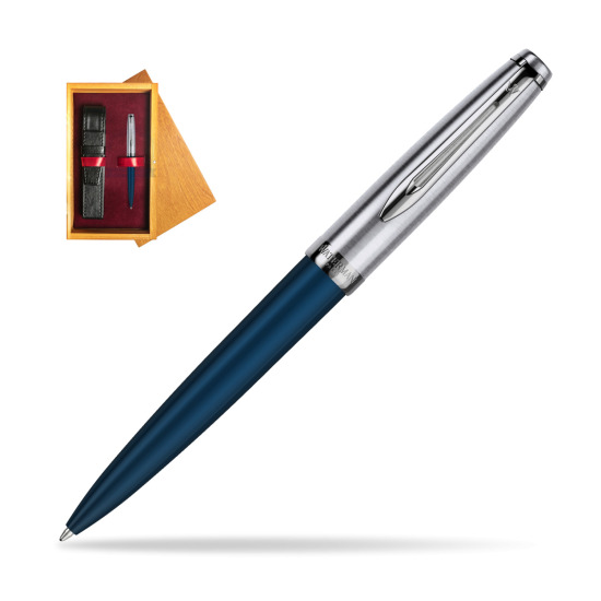 Waterman Ballpoint Pen Embleme Navy Blue CT in single wooden box Honey Single Maroon