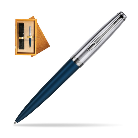 Waterman Ballpoint Pen Embleme Navy Blue CT in single wooden box Honey Single Ecru