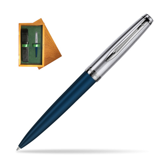 Waterman Ballpoint Pen Embleme Navy Blue CT in single wooden box Honey Single Green
