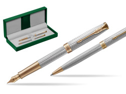 Parker Sonnet Fougère GT Stylo-plume + Stylo-bille in a Gift Box  in the green leather box