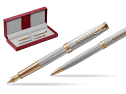 Parker Sonnet Fougère GT Stylo-plume + Stylo-bille in a Gift Box  in the red leather box
