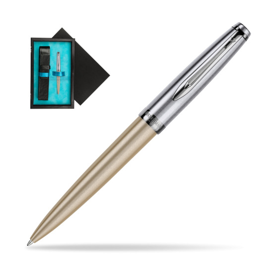 Waterman Embleme DeLuxe Metallic Gold Ballpen in single wooden box Black Single Turquoise