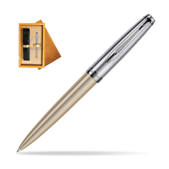 Waterman Embleme DeLuxe Metallic Gold Ballpen in single wooden box Honey Single Ecru