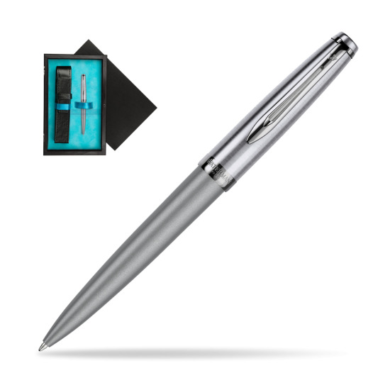 Waterman Ballpoint Pen Embleme DeLuxe Metallic Gray CT in single wooden box Black Single Turquoise