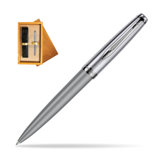 Waterman Ballpoint Pen Embleme DeLuxe Metallic Gray CT in single wooden box Honey Single Ecru
