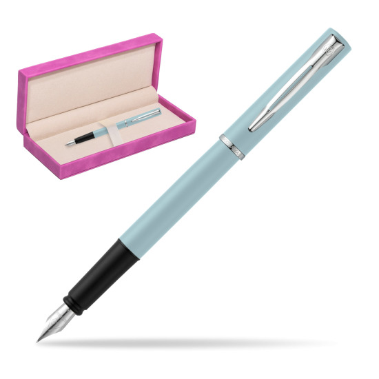 Waterman Allure Blue CT Penna Stilografica in suede box fuchsia
