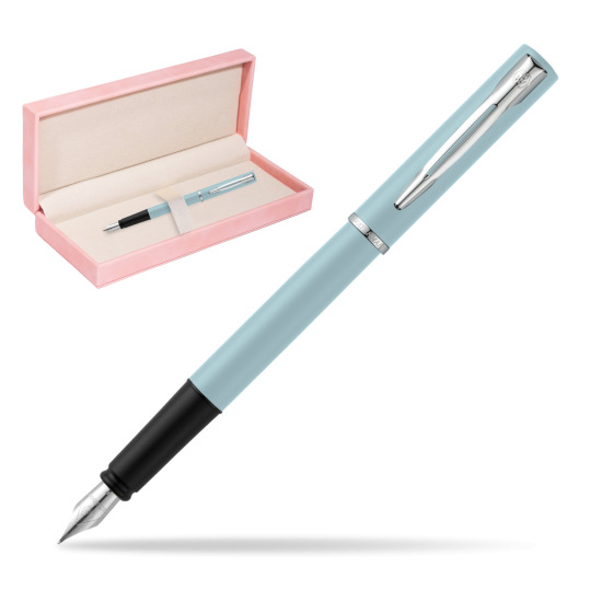 Waterman Allure Blue CT Penna Stilografica in suede box pink