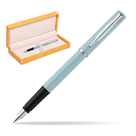 Waterman Allure Blue CT Penna Stilografica in suede box yellow
