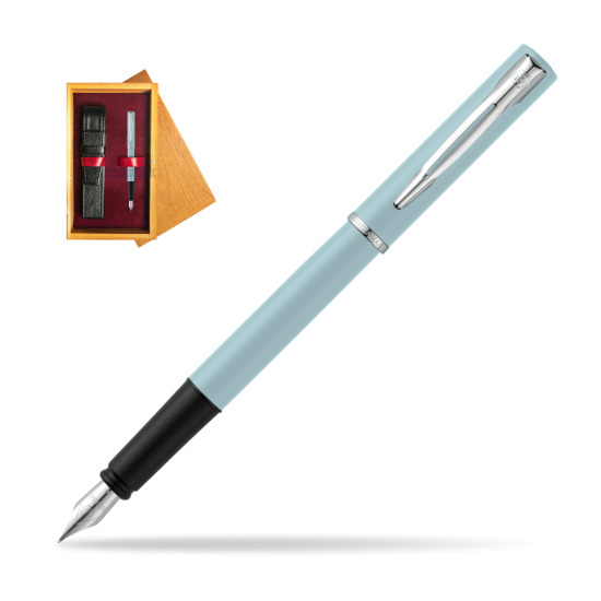Waterman Allure Blue CT Penna Stilografica in single wooden box Honey Single Maroon