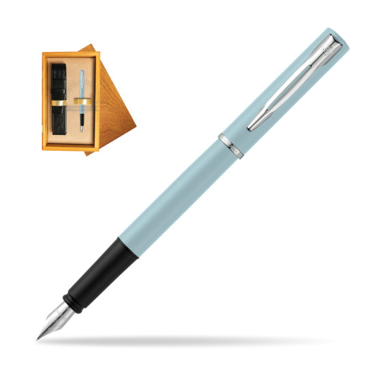 Waterman Allure Blue CT Penna Stilografica in single wooden box Honey Single Ecru