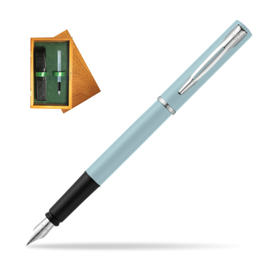 Waterman Allure Blue CT Penna Stilografica in single wooden box Honey Single Green
