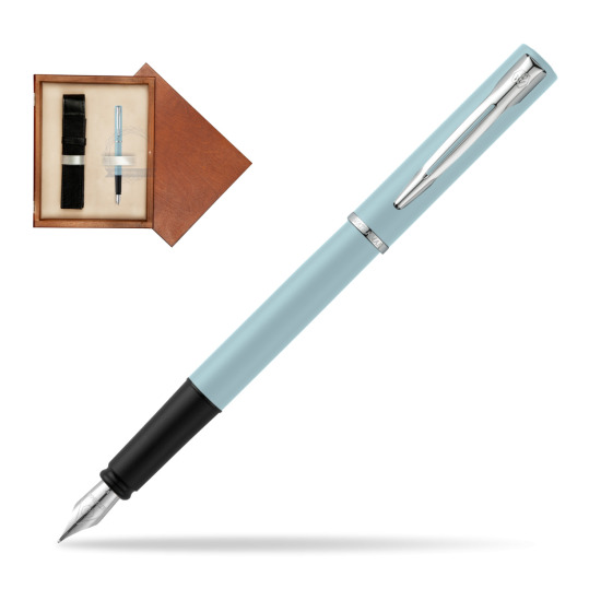 Waterman Allure Blue CT Penna Stilografica in single wooden box Mahogany Single Ecru