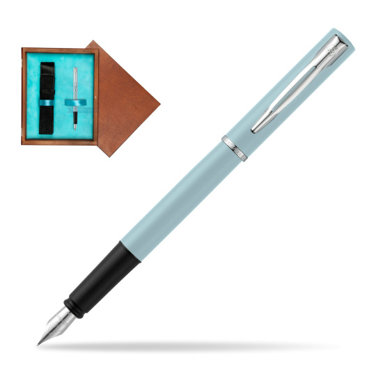 Waterman Allure Blue CT Penna Stilografica in single wooden box Mahogany Single Turquoise 