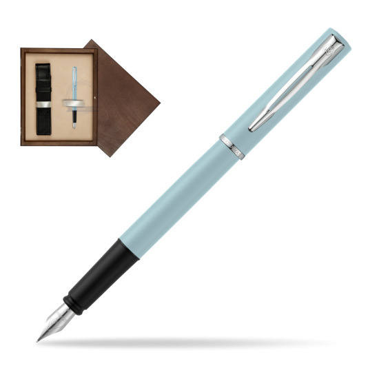 Waterman Allure Blue CT Penna Stilografica in single wooden box Wenge Single Ecru