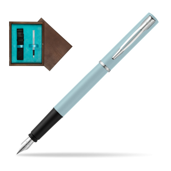 Waterman Allure Blue CT Penna Stilografica in single wooden box Wenge Single Turquoise 