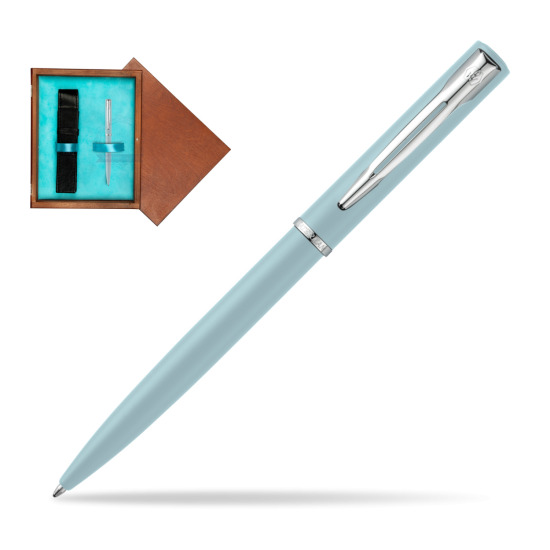Waterman Allure BLUE CT Penna a Sfera in single wooden box Mahogany Single Turquoise 