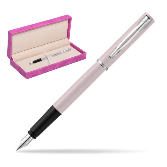 Waterman Allure Pink CT Penna Stilografica in suede box fuchsia