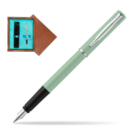 Waterman Allure Mint CT Penna Stilografica in single wooden box Mahogany Single Turquoise 