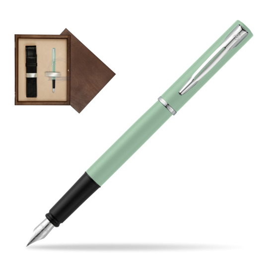 Waterman Allure Mint CT Penna Stilografica in single wooden box Wenge Single Ecru