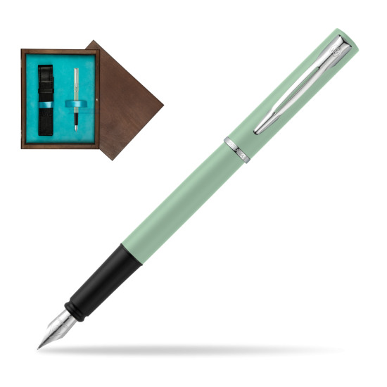 Waterman Allure Mint CT Penna Stilografica in single wooden box Wenge Single Turquoise 