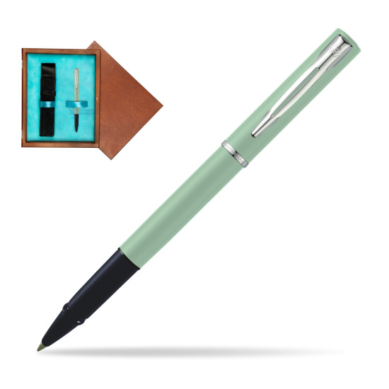 Waterman Allure MINT CT Penna Penna Rollerball in single wooden box Mahogany Single Turquoise 