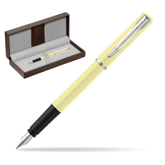 Waterman Allure Yellow CT Stylo-plume in the brown leather box