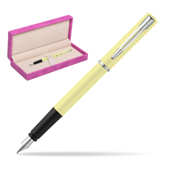 Waterman Allure Yellow CT Penna Stilografica in suede box fuchsia