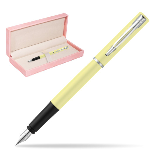 Waterman Allure Yellow CT Penna Stilografica in suede box pink