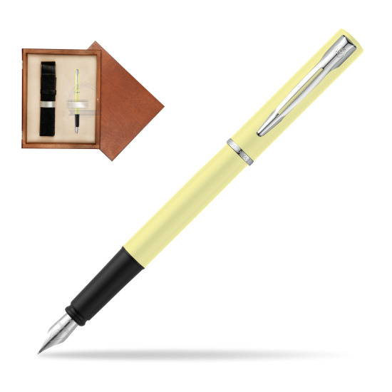 Waterman Allure Yellow CT Penna Stilografica in single wooden box Mahogany Single Ecru