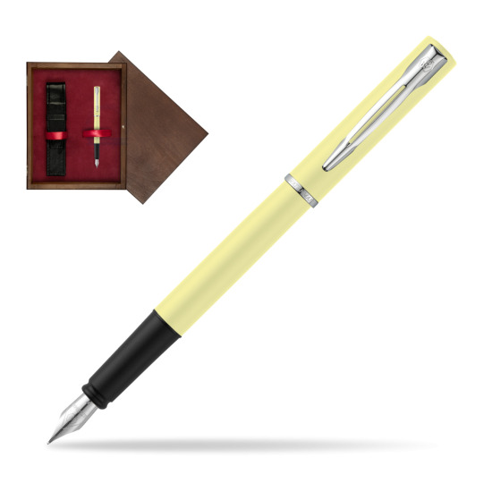 Waterman Allure Yellow CT Penna Stilografica in single wooden box Wenge Single Maroon