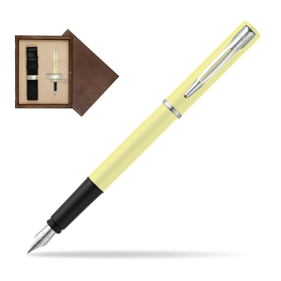 Waterman Allure Yellow CT Penna Stilografica in single wooden box Wenge Single Ecru